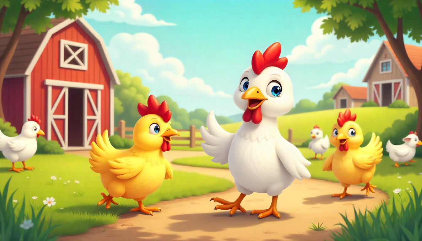 Cartoon chickens playing games